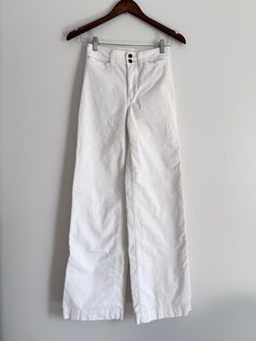 Faherty Wide Leg Pants Womens 24x32 Egret High Rise Corduroy Organic Stretch